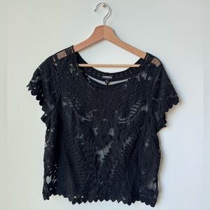 Express embroidered sheer top size large